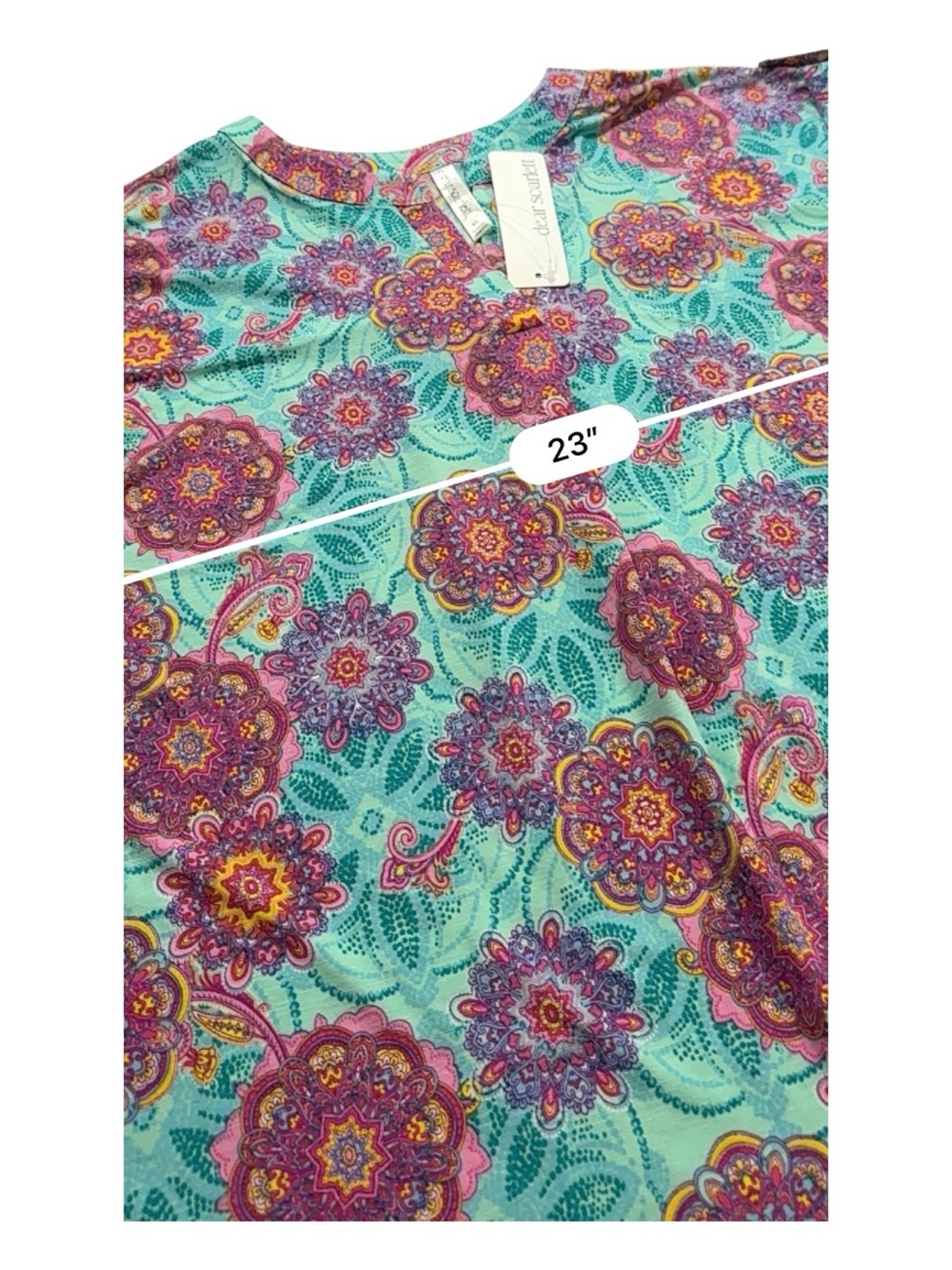 Dear Scarlett Floral Medallion Short Sleeve Blouse XL NWT - Picture 8 of 9